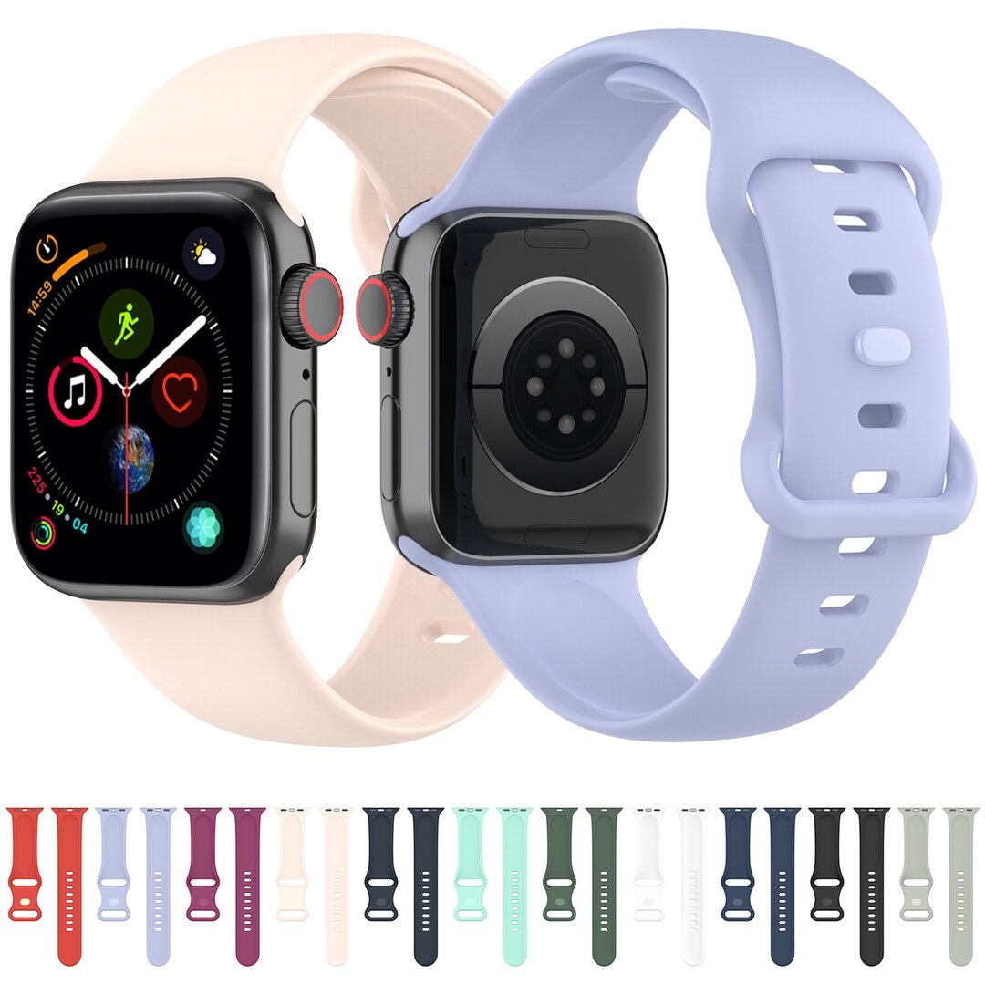 Silikon-Sportband - Gr&ouml;&szlig;e: M/L - Hellviolett - Geeignet f&uuml;r Apple Watch 38mm / 40mm / 41mm / 42mm