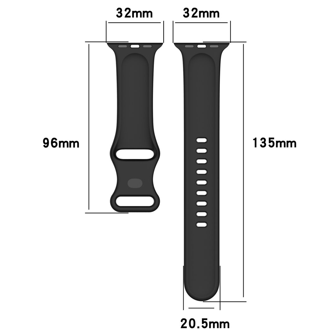 Silikon-Sportband - Schwarz - Gr&ouml;&szlig;e: M/L - Geeignet f&uuml;r Apple Watch 38mm / 40mm / 41mm / 42mm