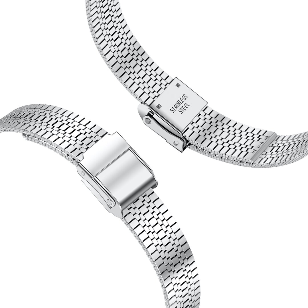 Edelstahl Slim Fit Armband - Silber - Geeignet f&uuml;r Apple Watch 44mm / 45mm / 46mm / 49mm