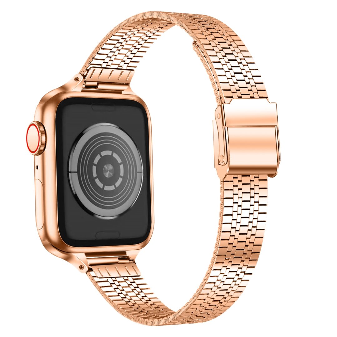 Edelstahl Slim Fit Armband - Champagner Gold - Geeignet f&uuml;r Apple Watch 44mm / 45mm / 46mm / 49mm