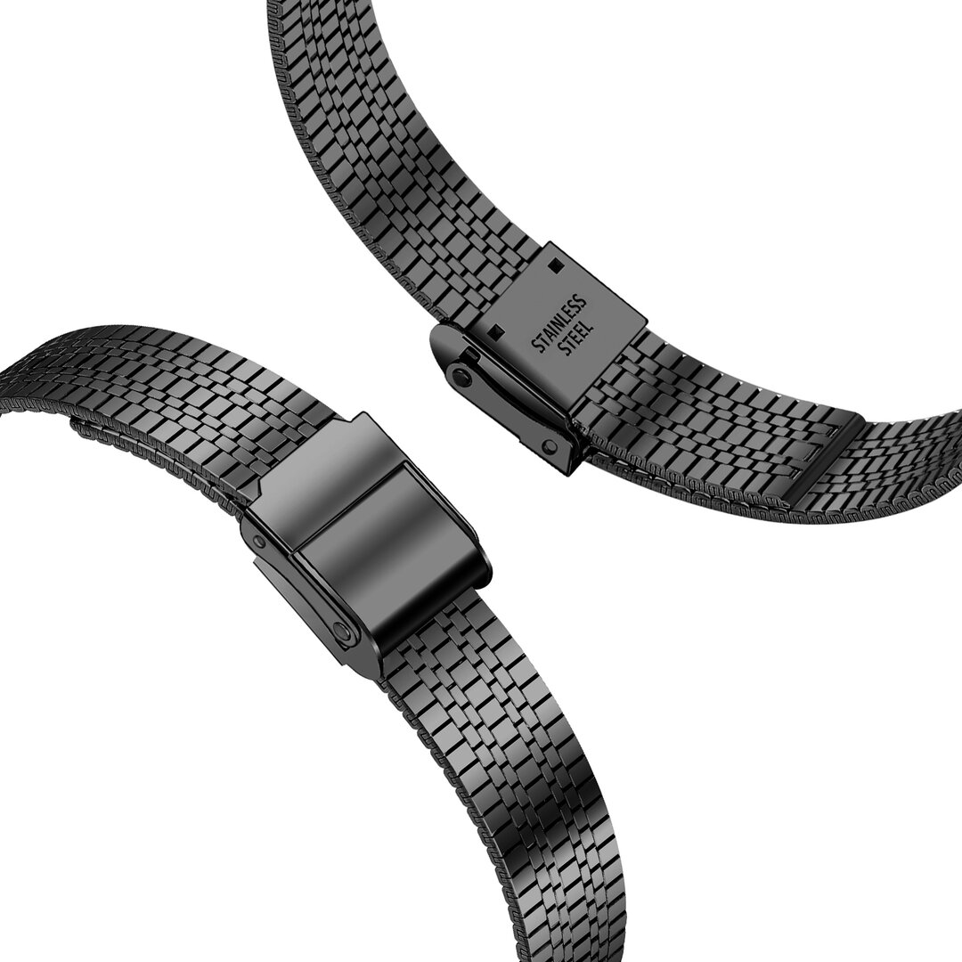 Edelstahl Slim Fit Armband - Schwarz - Geeignet f&uuml;r Apple Watch 44mm / 45mm / 46mm / 49mm