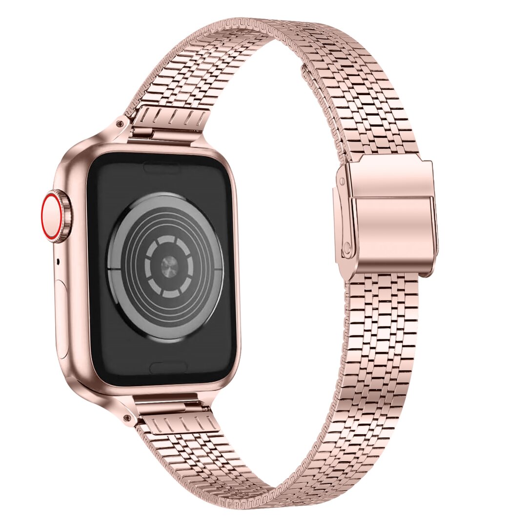 Edelstahlband mit schmaler Passform - Ros&eacute;gold - Geeignet f&uuml;r Apple Watch 44mm / 45mm / 46mm / 49mm