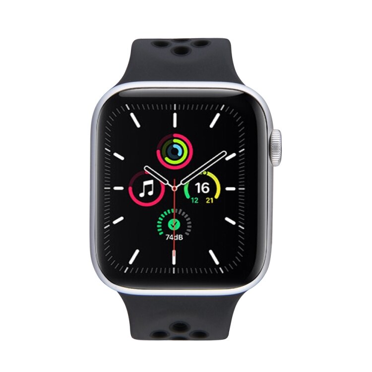 Solo Loop Sportarmband - Gr&ouml;&szlig;e: S - Schwarz - Geeignet f&uuml;r Apple Watch 44mm / 45mm / 46mm / 49mm
