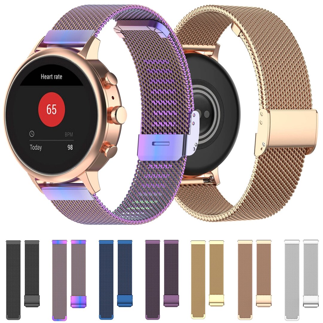 Garmin Venu 3s / Vivoactive 4s / Venu 2s / Vivomove 3s / Forerunner 255s - Milanaise-Armband mit Clipverschluss - Lila