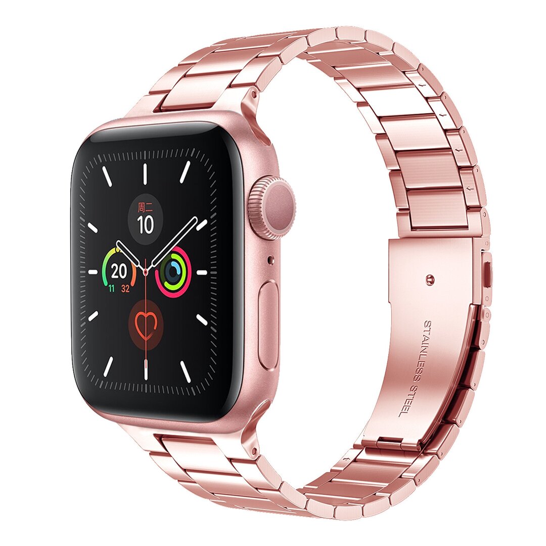 Stahlgliederarmband - Ros&eacute;gold - Geeignet f&uuml;r Apple Watch 38mm / 40mm / 41mm / 42mm