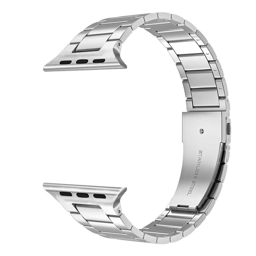 Stahlgliederarmband - Silber - Geeignet f&uuml;r Apple Watch 44mm / 45mm / 46mm / 49mm