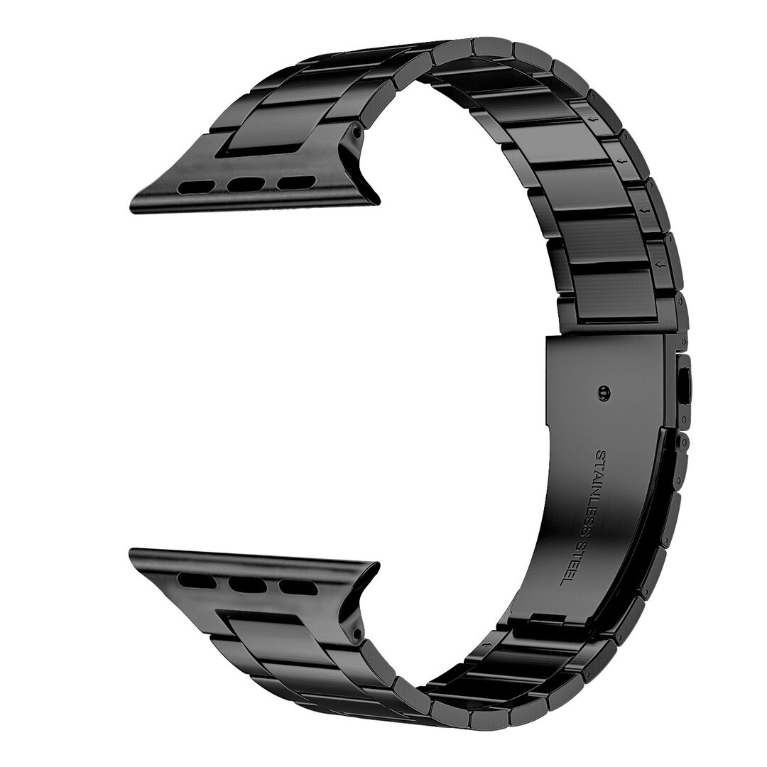 Stahlgliederarmband - Schwarz - Geeignet f&uuml;r Apple Watch 44mm / 45mm / 46mm / 49mm