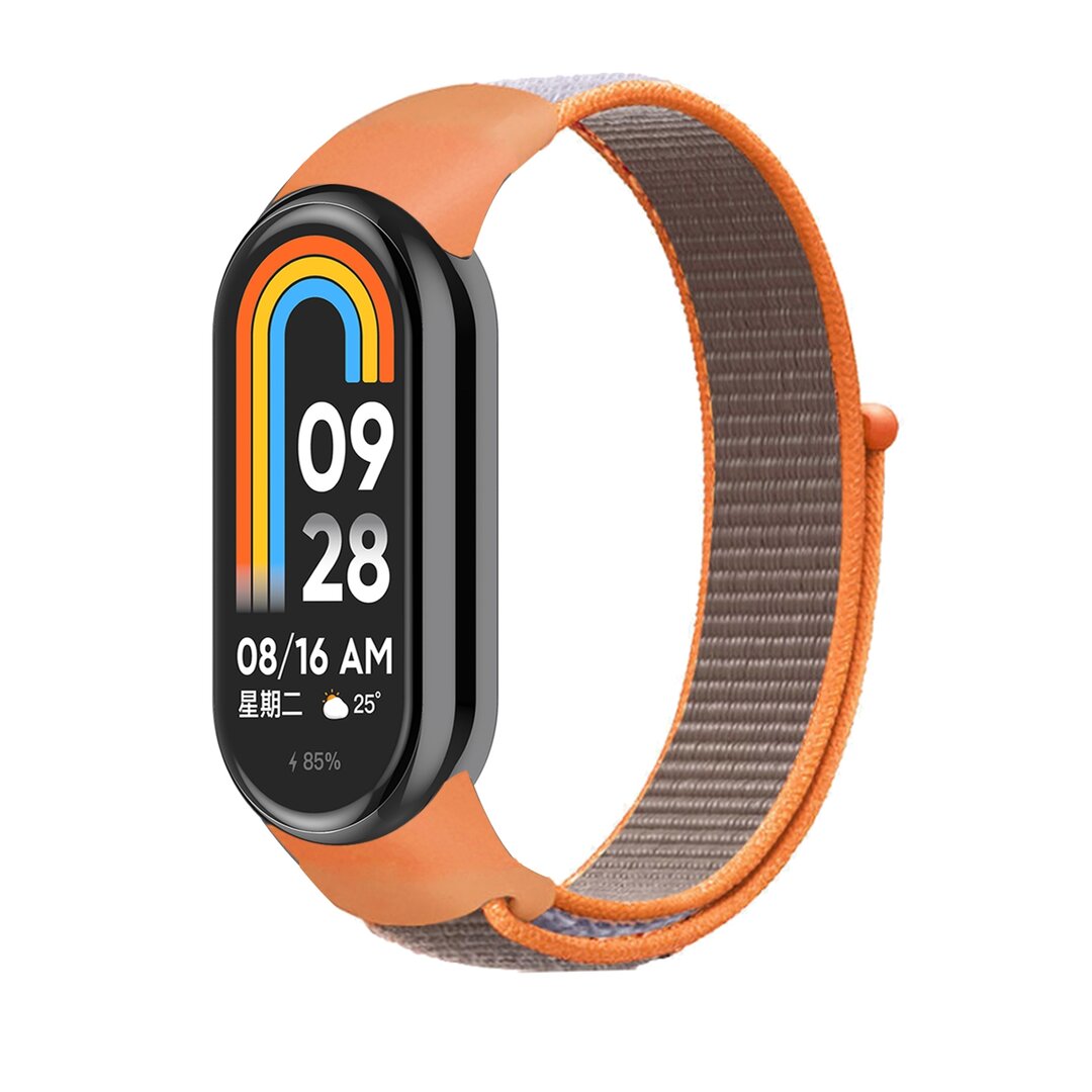 Sport Loop Nylon armband - Orange mit grau - Xiaomi Smart Band 8 &amp; 9