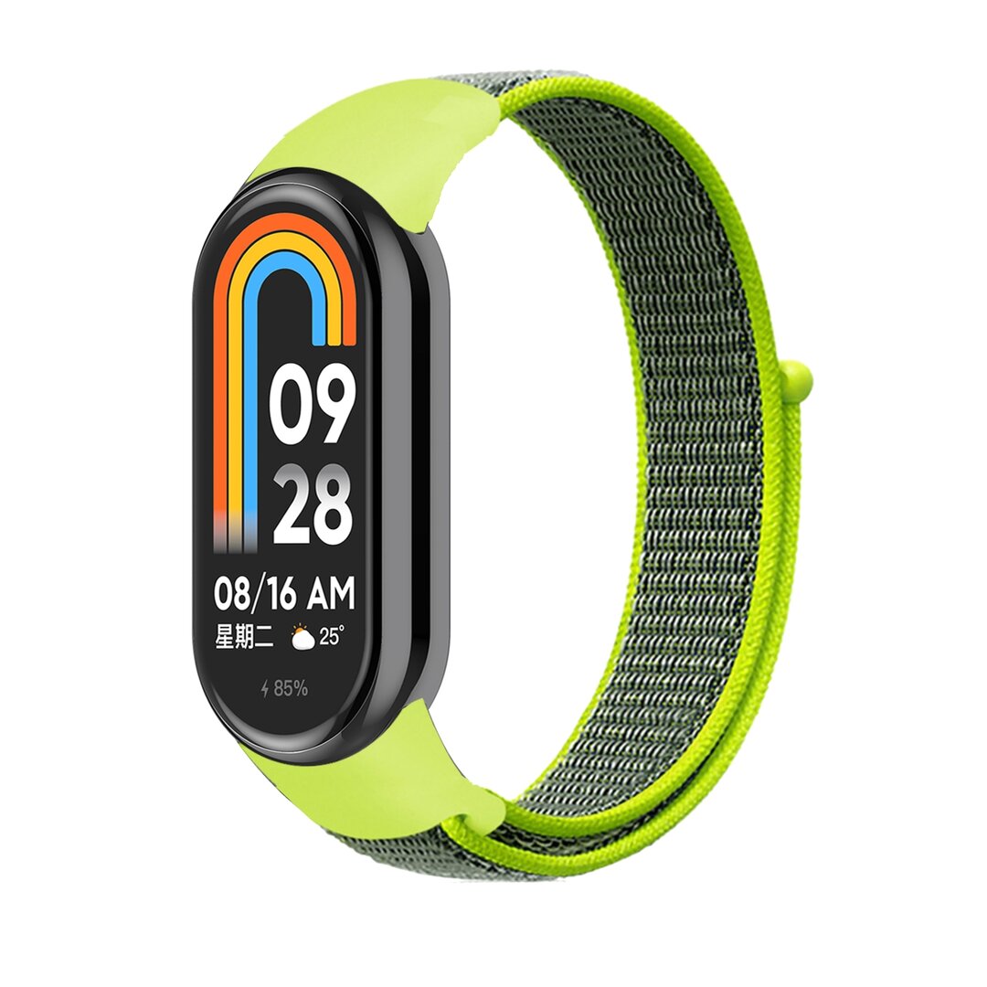 Sport Loop Nylon armband - Neongr&uuml;n - Xiaomi Smart Band 8 &amp; 9