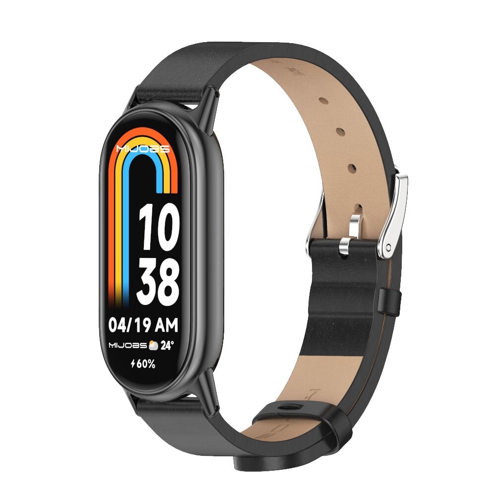 PU-Lederband - Schwarz mit schwarzem Stecker - Xiaomi Smart Band 8 &amp; 9