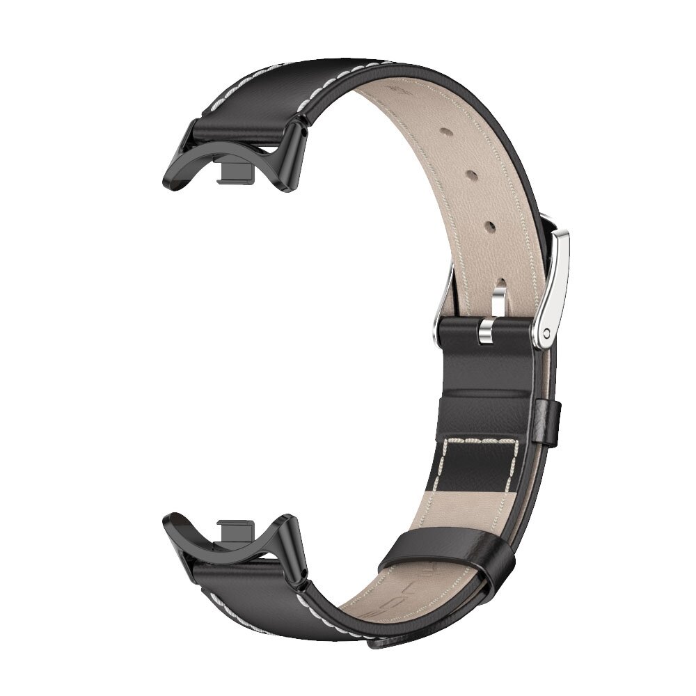 Echtes Lederband - Schwarz mit schwarzem Stecker - Xiaomi Smart Band 8 &amp; 9
