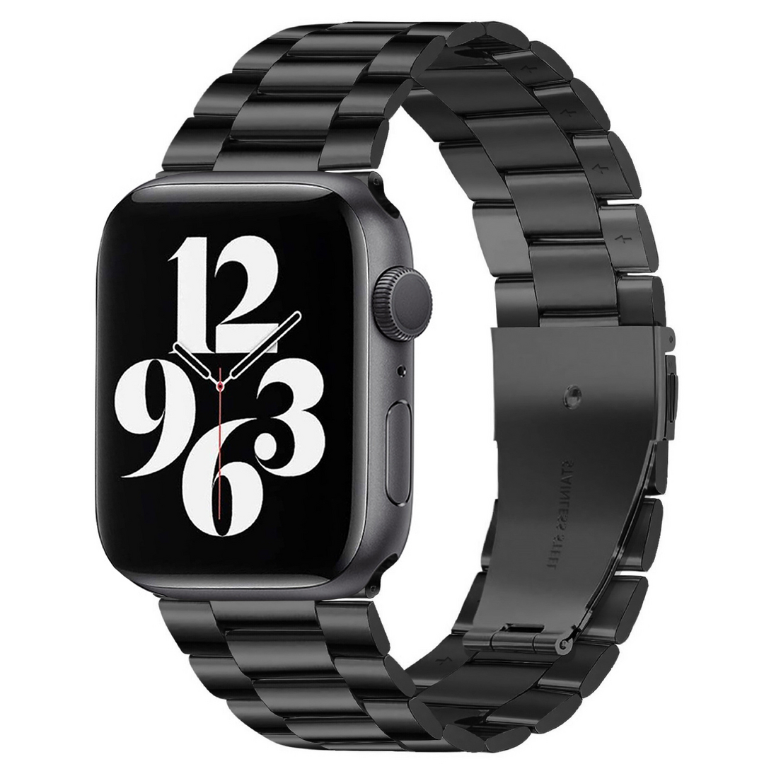 Stahlgliederarmband - Schwarz - Geeignet f&uuml;r Apple Watch 44mm / 45mm&nbsp;/ 46mm / 49mm