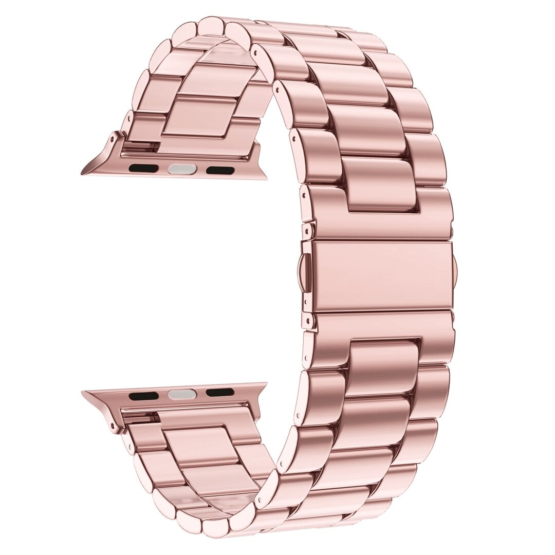Stahlgliederarmband - Rose pink - Passend f&uuml;r Apple Watch 44mm / 45mm / 46mm / 49mm