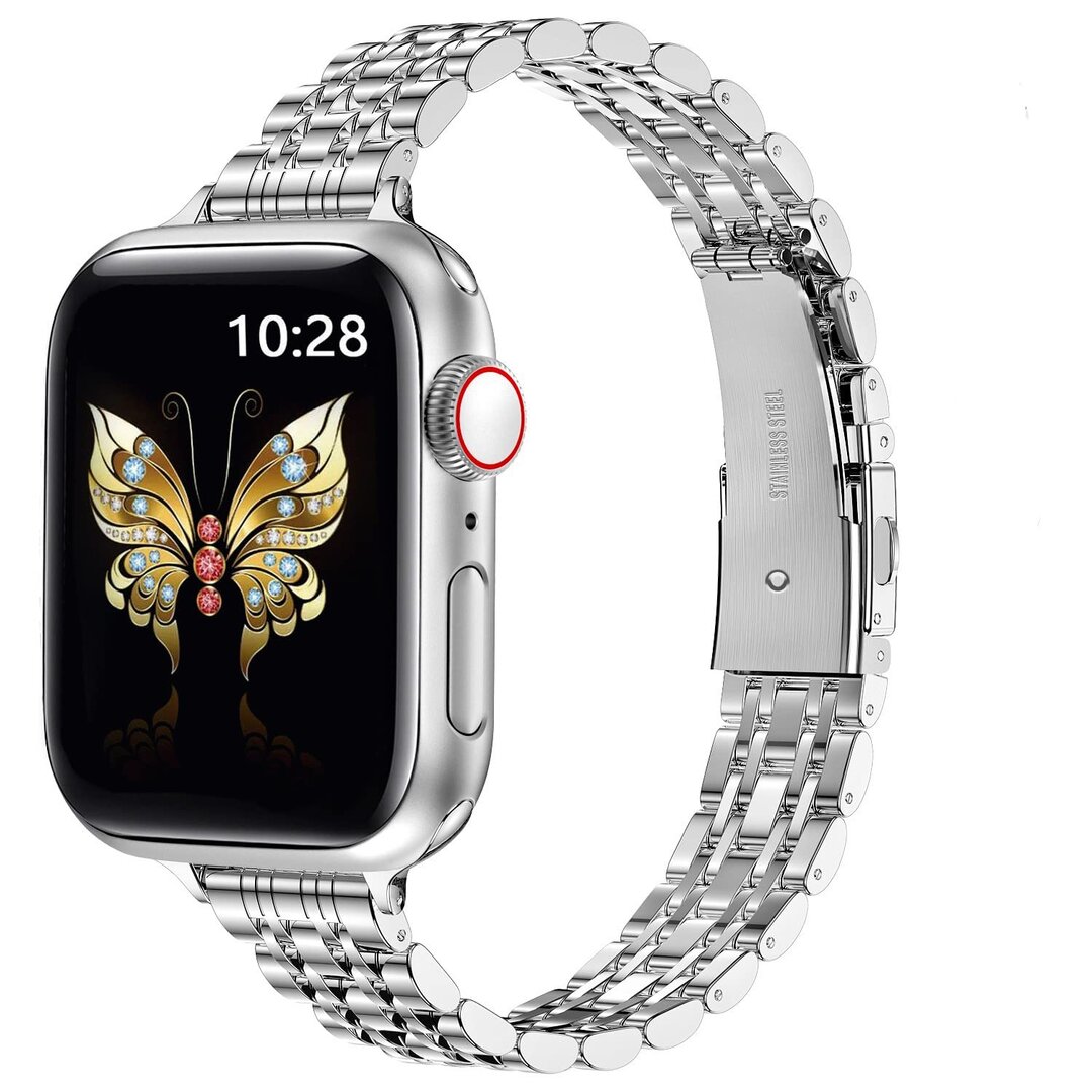 Stahlband Slim Fit - Silber - Geeignet f&uuml;r Apple Watch 44mm / 45mm / 46mm / 49mm