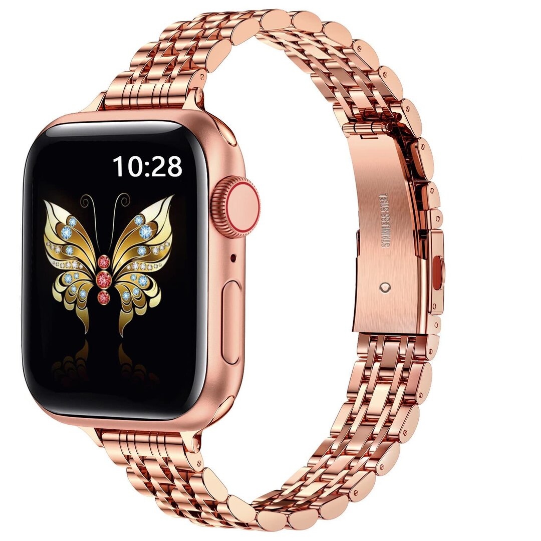Stahlband Slim Fit - Ros&eacute;gold - Geeignet f&uuml;r Apple Watch 44mm / 45mm / 46mm / 49mm