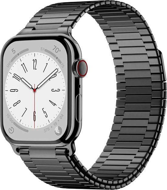 Magnetisches Stahlband - Sehr starker Magnet - Schwarz - Geeignet f&uuml;r Apple Watch 44mm / 45mm / 46mm / 49mm