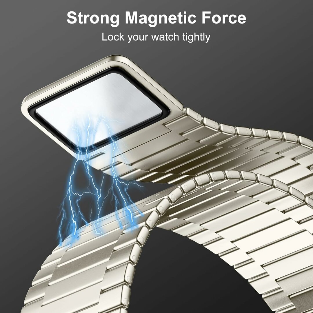 Magnetisches Stahlband - Sehr starker Magnet - Farbe Titan - Geeignet f&uuml;r Apple Watch 44mm / 45mm / 46mm / 49mm