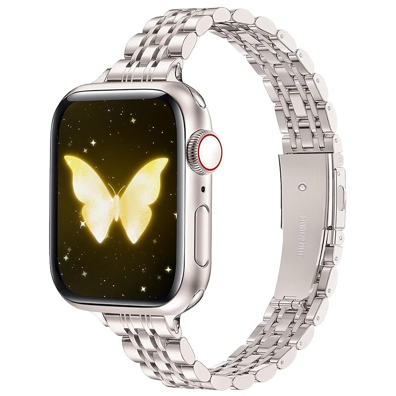 Edelstahl Slim Fit Armband - Starlight - Geeignet f&uuml;r Apple Watch 44mm / 45mm / 46mm / 49mm