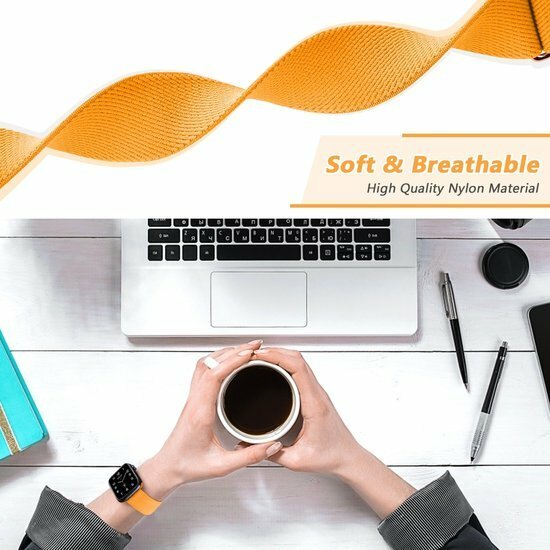 Solo Loop Nylonband - Schwarz / Wei&szlig; - Geeignet f&uuml;r Apple Watch 44mm / 45mm / 46mm / 49mm