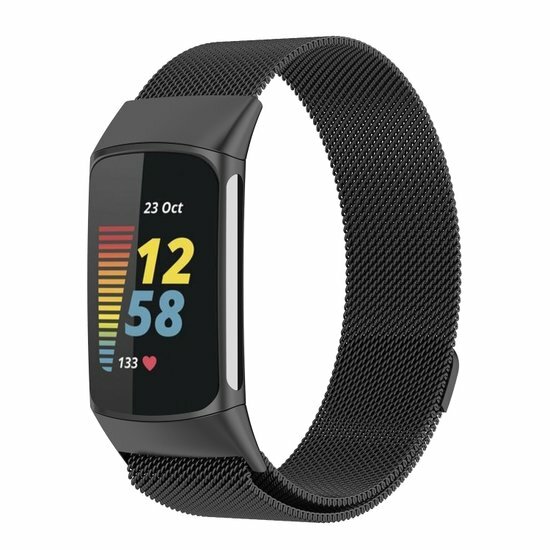 Milanaise-Armband - Schwarz - Geeignet f&uuml;r FitBit Charge 5