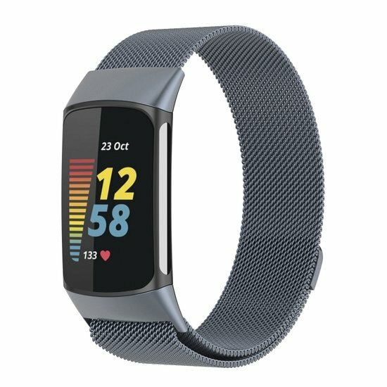 Milanaise-Armband - Grau - Geeignet f&uuml;r FitBit Charge 5