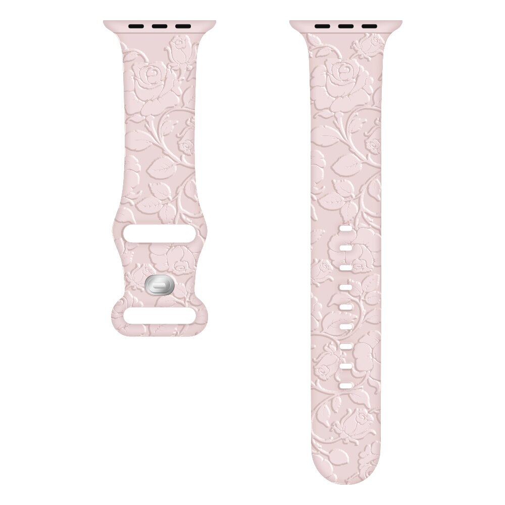 Silikonband Rose Print - Rosa - Geeignet f&uuml;r Apple Watch 38mm / 40mm / 41mm