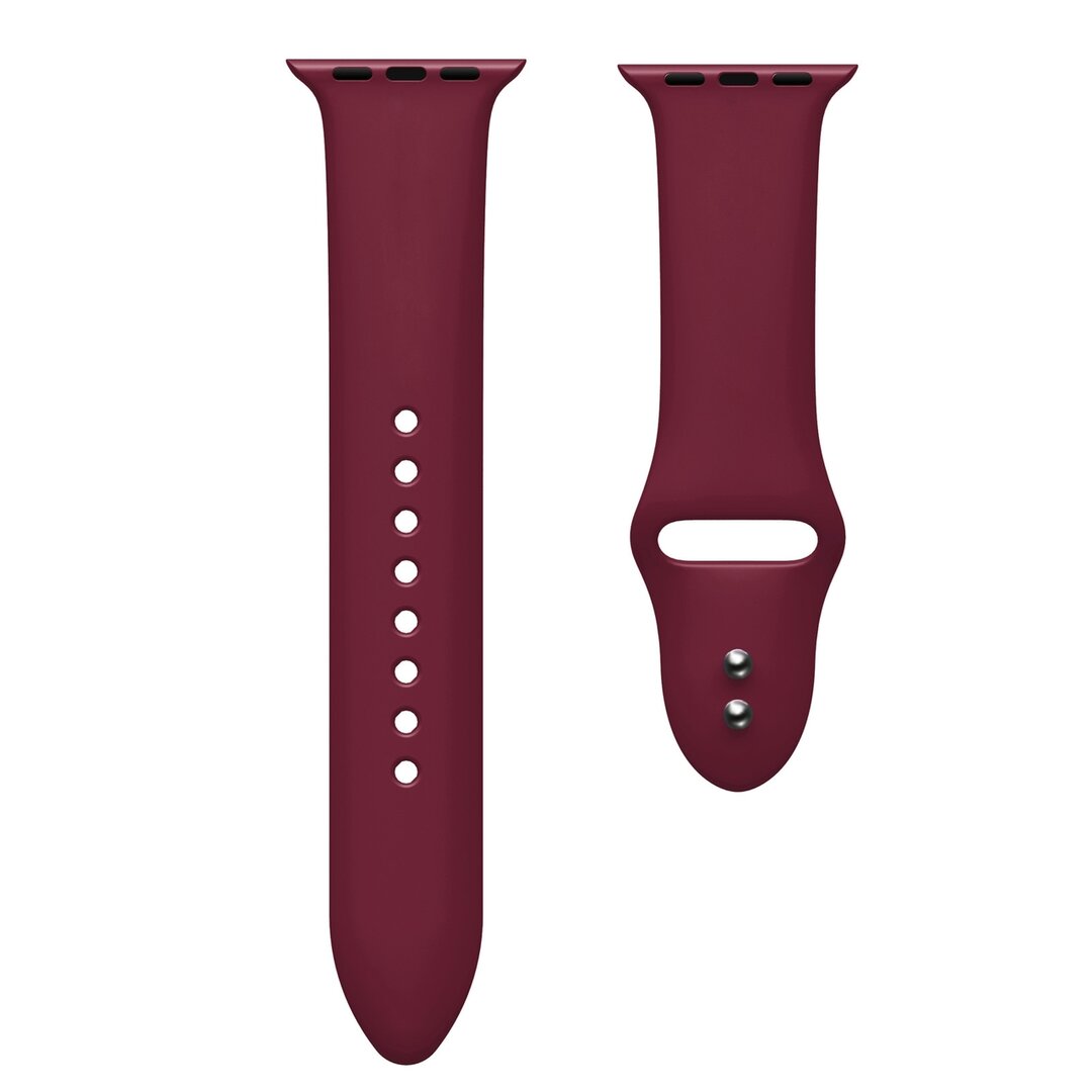 Silikon-Sportarmband - Bordeaux - Doppeldruckknopf-Verschluss - Passend f&uuml;r Apple Watch 38mm / 40mm / 41mm / 42mm