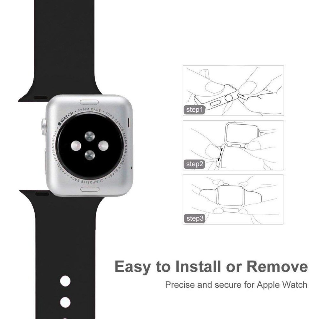 Silikon-Sportarmband - Bordeaux - Doppeldruckknopf-Verschluss - Passend f&uuml;r Apple Watch 38mm / 40mm / 41mm / 42mm