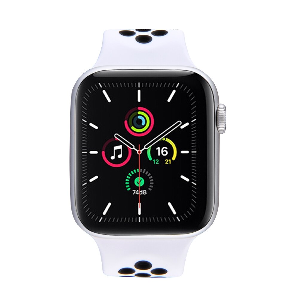 Solo Loop Sportband - Gr&ouml;&szlig;e: M - Wei&szlig; + Schwarz - Geeignet f&uuml;r Apple Watch 38mm / 40mm / 41mm / 42mm