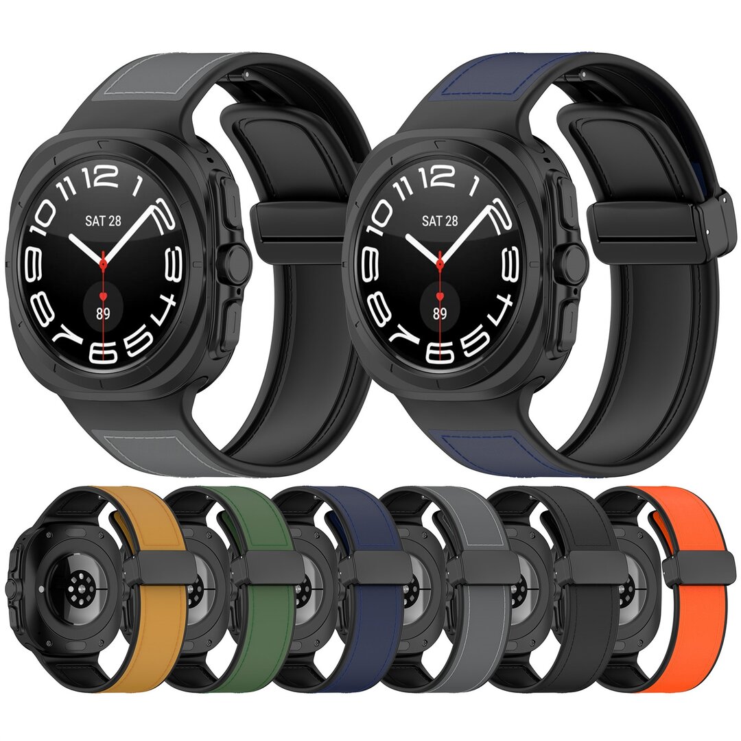 Hybrid Leder + Silikonband - Dunkelgr&uuml;n - Samsung Galaxy Watch Ultra 47mm