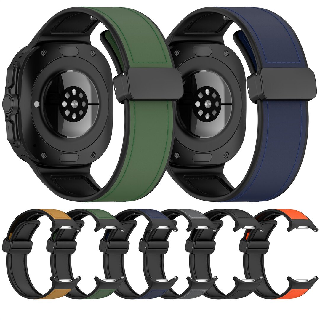 Hybrid Leder + Silikonband - Dunkelgr&uuml;n - Samsung Galaxy Watch Ultra 47mm