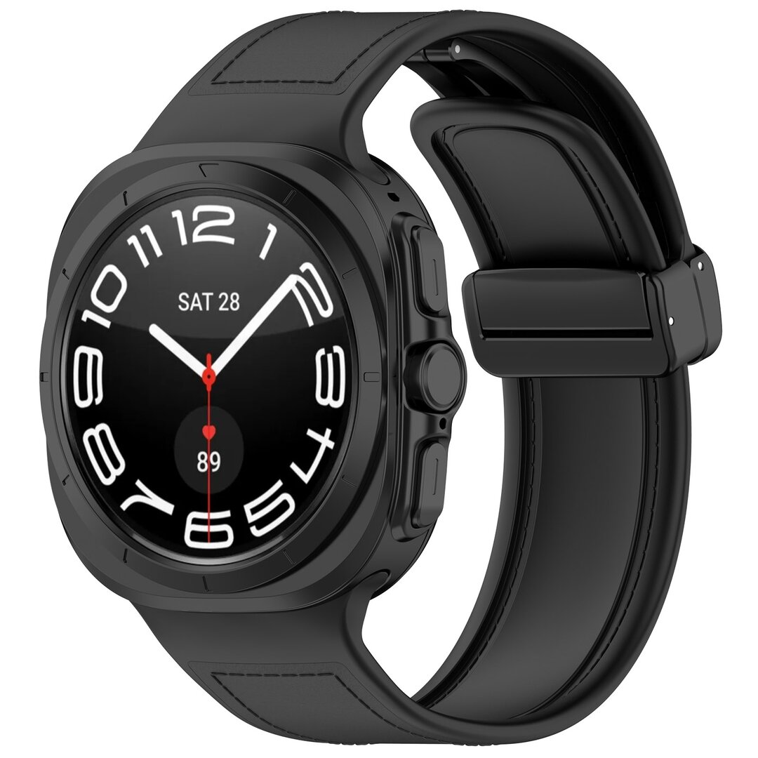 Hybrid Leder + Silikonband - Schwarz - Samsung Galaxy Watch Ultra 47mm