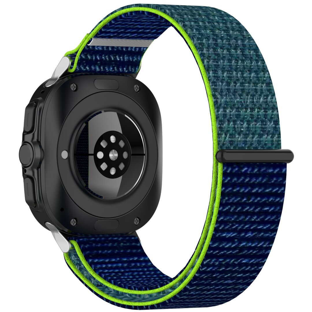 Nylon Sport Looparmband - Blau mit Limettengr&uuml;n - Samsung Galaxy Watch Ultra 47mm