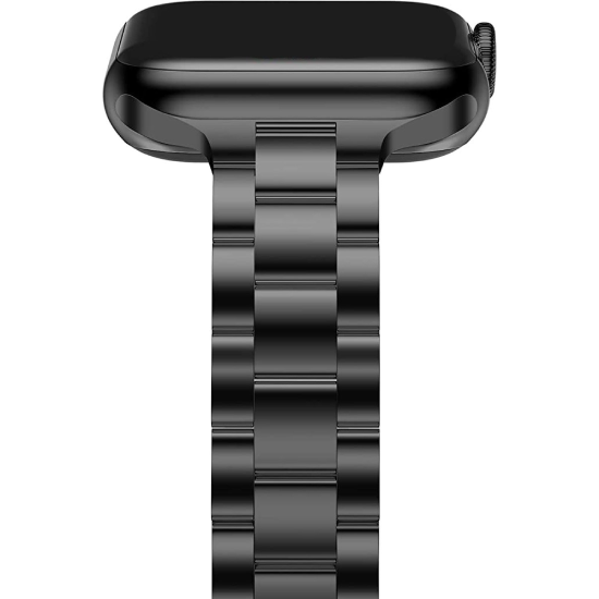 Slim Fit Gliederarmband aus Stahl - Schwarz - Geeignet f&uuml;r Apple Watch 38mm / 40mm / 41mm / 42mm