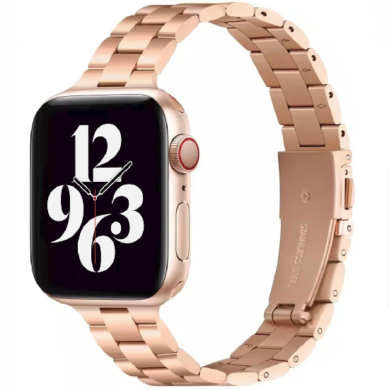 Slim Fit Gliederarmband aus Stahl - Ros&eacute;gold - Geeignet f&uuml;r Apple Watch 44mm / 45mm / 46mm / 49mm