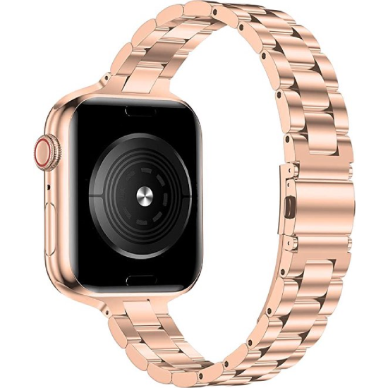 Slim Fit Gliederarmband aus Stahl - Ros&eacute;gold - Geeignet f&uuml;r Apple Watch 44mm / 45mm / 46mm / 49mm