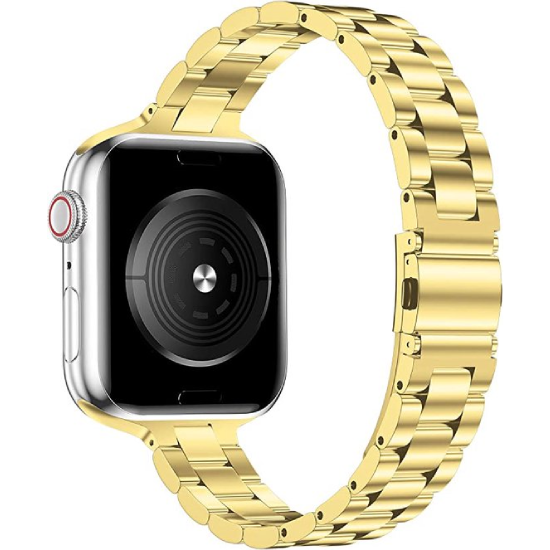 Slim Fit Gliederarmband aus Stahl - Gold - Geeignet f&uuml;r Apple Watch 44mm / 45mm / 46mm / 49mm