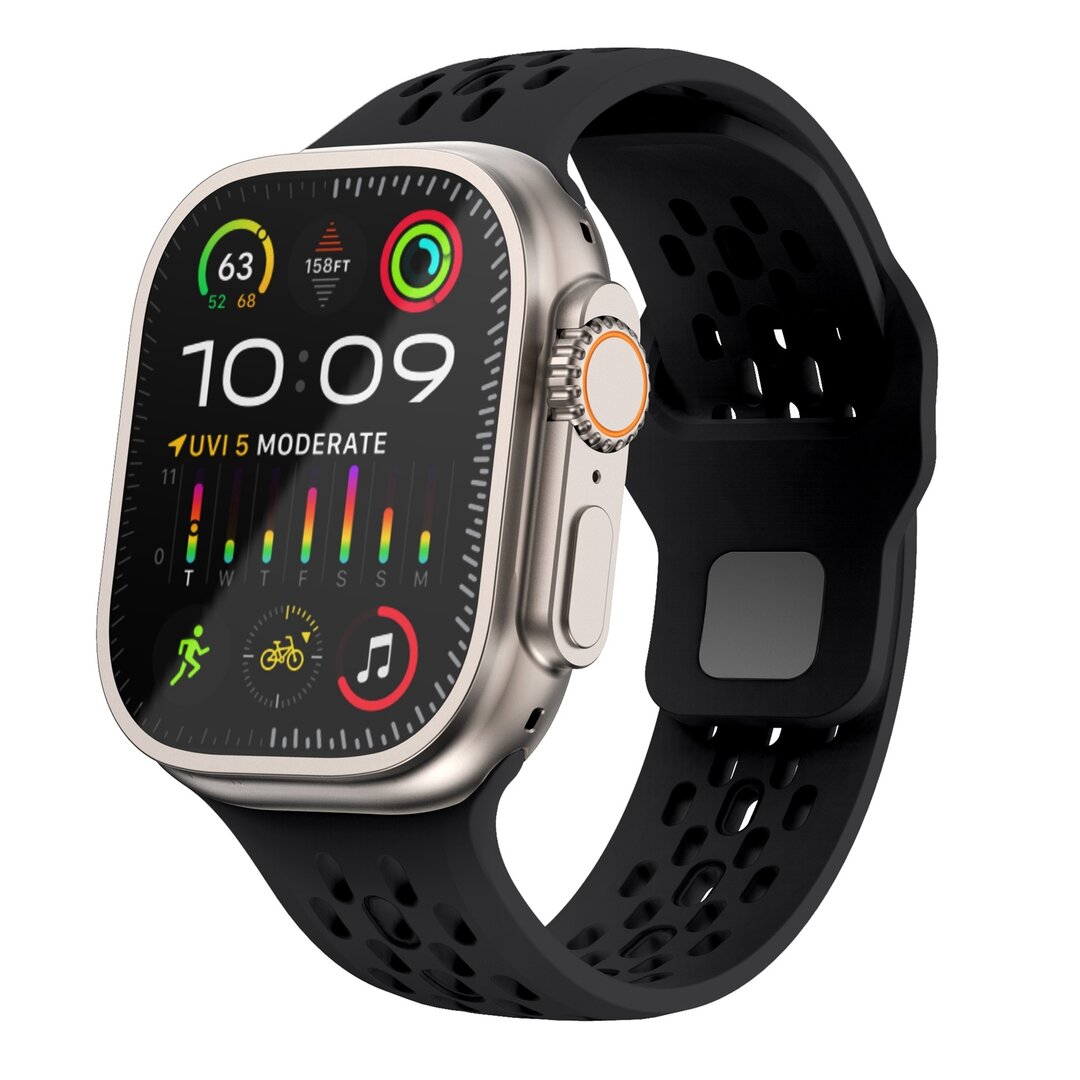 Ultimate Sport Edition Armband - Schwarz - Geeignet f&uuml;r Apple Watch 44mm / 45mm / 46mm / 49mm
