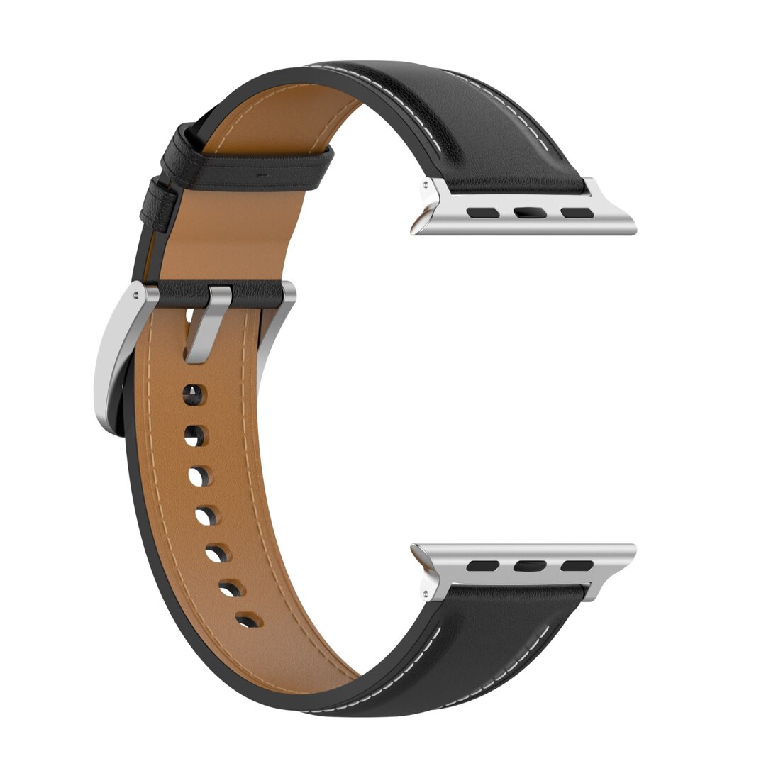 Luxuri&ouml;ses Lederarmband - Schwarz - Geeignet f&uuml;r Apple Watch 38mm / 40mm / 41mm / 42mm