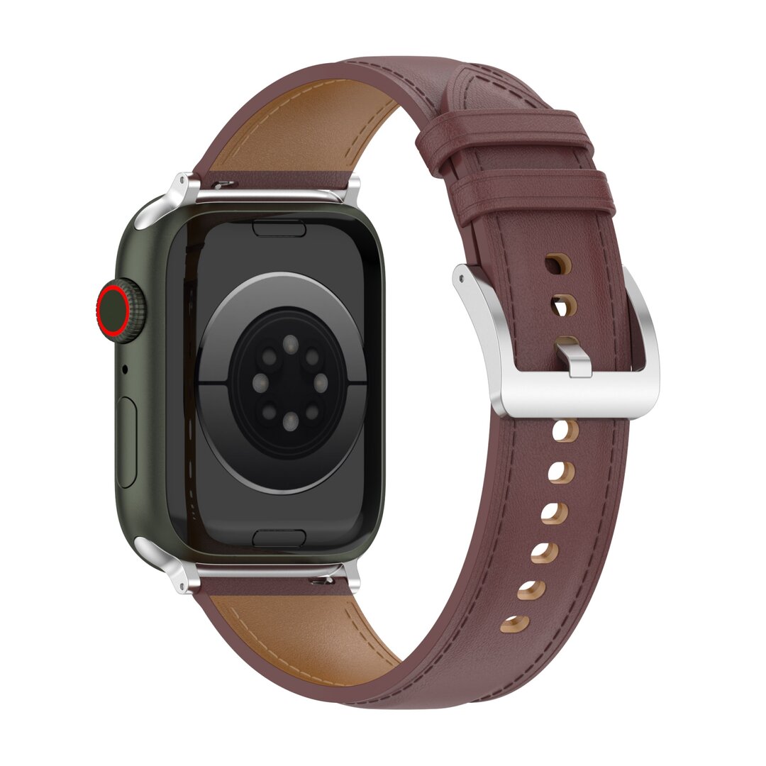 Luxuri&ouml;ses Lederarmband - Dunkelbraun - Geeignet f&uuml;r Apple Watch 44mm / 45mm / 46mm / 49mm