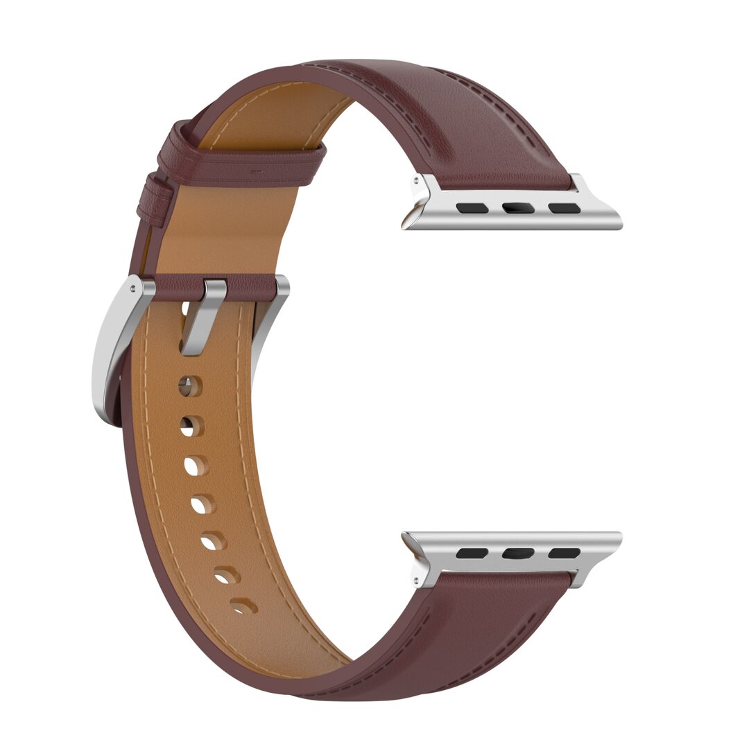 Luxuri&ouml;ses Lederarmband - Dunkelbraun - Geeignet f&uuml;r Apple Watch 44mm / 45mm / 46mm / 49mm