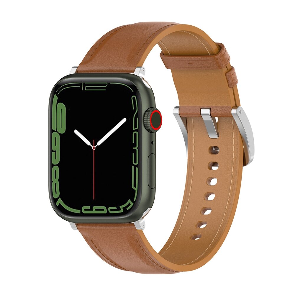 Luxuri&ouml;ses Lederarmband - Hellbraun - Geeignet f&uuml;r Apple Watch 44mm / 45mm / 46mm / 49mm