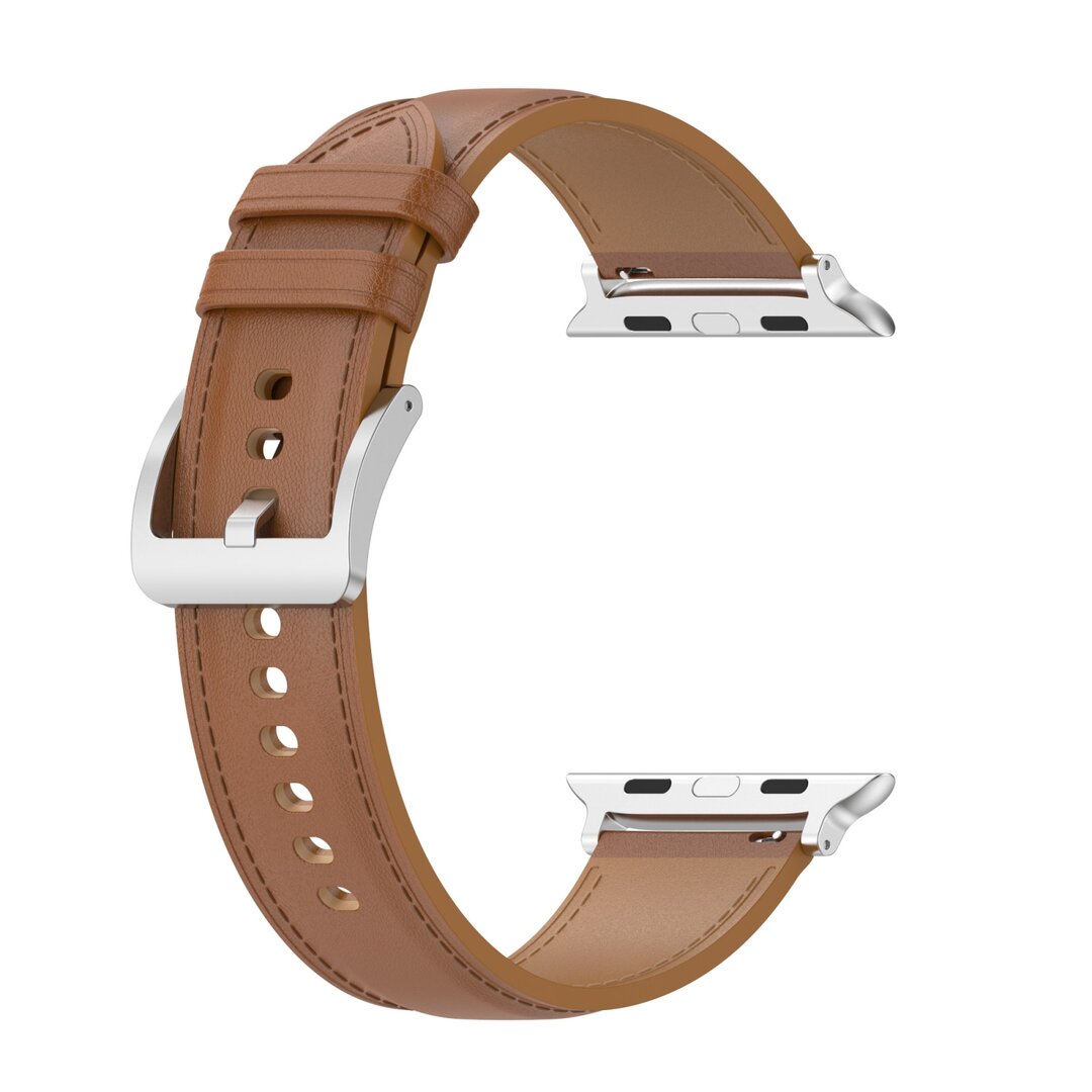 Luxuri&ouml;ses Lederarmband - Hellbraun - Geeignet f&uuml;r Apple Watch 44mm / 45mm / 46mm / 49mm