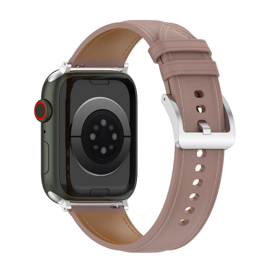Luxuri&ouml;ses Lederarmband - Altrosa - Geeignet f&uuml;r Apple Watch 44mm / 45mm / 46mm / 49mm