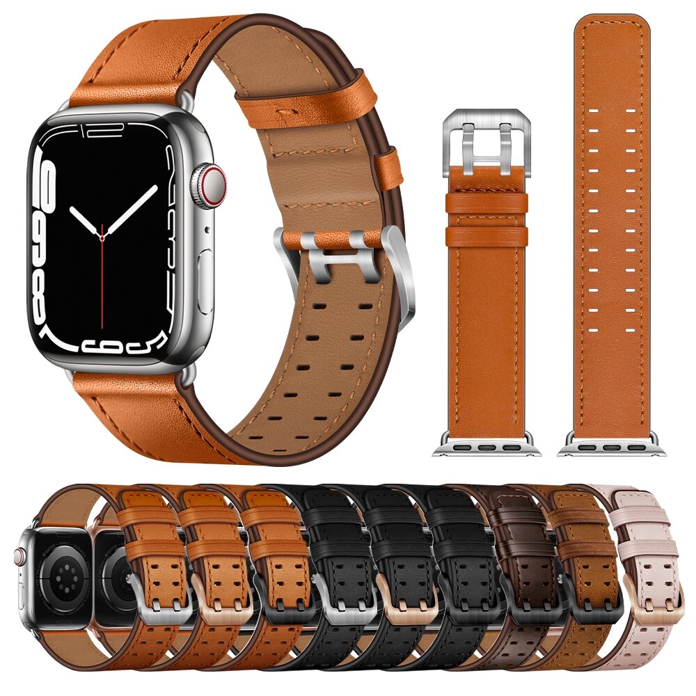 Lederarmband mit Doppelschlie&szlig;e - Pink - Geeignet f&uuml;r Apple Watch 44mm / 45mm / 46mm / 49mm
