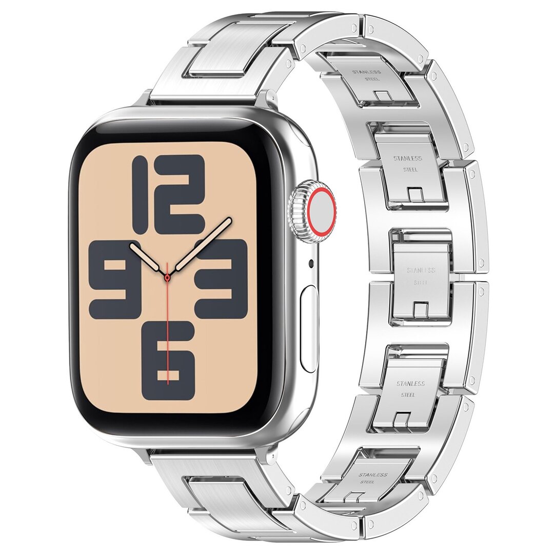 Schlankes Edelstahlband mit Schnellverschluss (small) - Silber - Geeignet f&uuml;r Apple Watch 44mm / 45mm / 46mm / 49mm