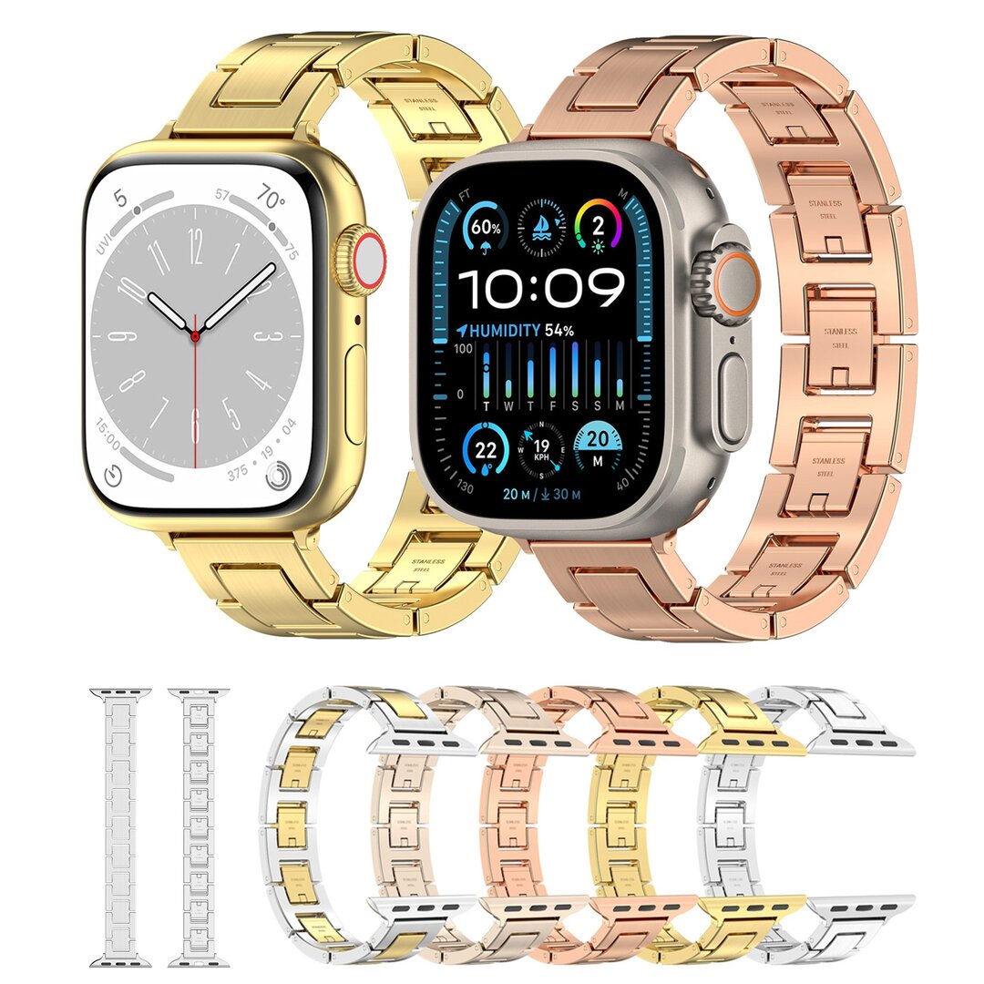 Schlankes Edelstahlband mit Schnellverschluss (small) - Silber - Geeignet f&uuml;r Apple Watch 44mm / 45mm / 46mm / 49mm