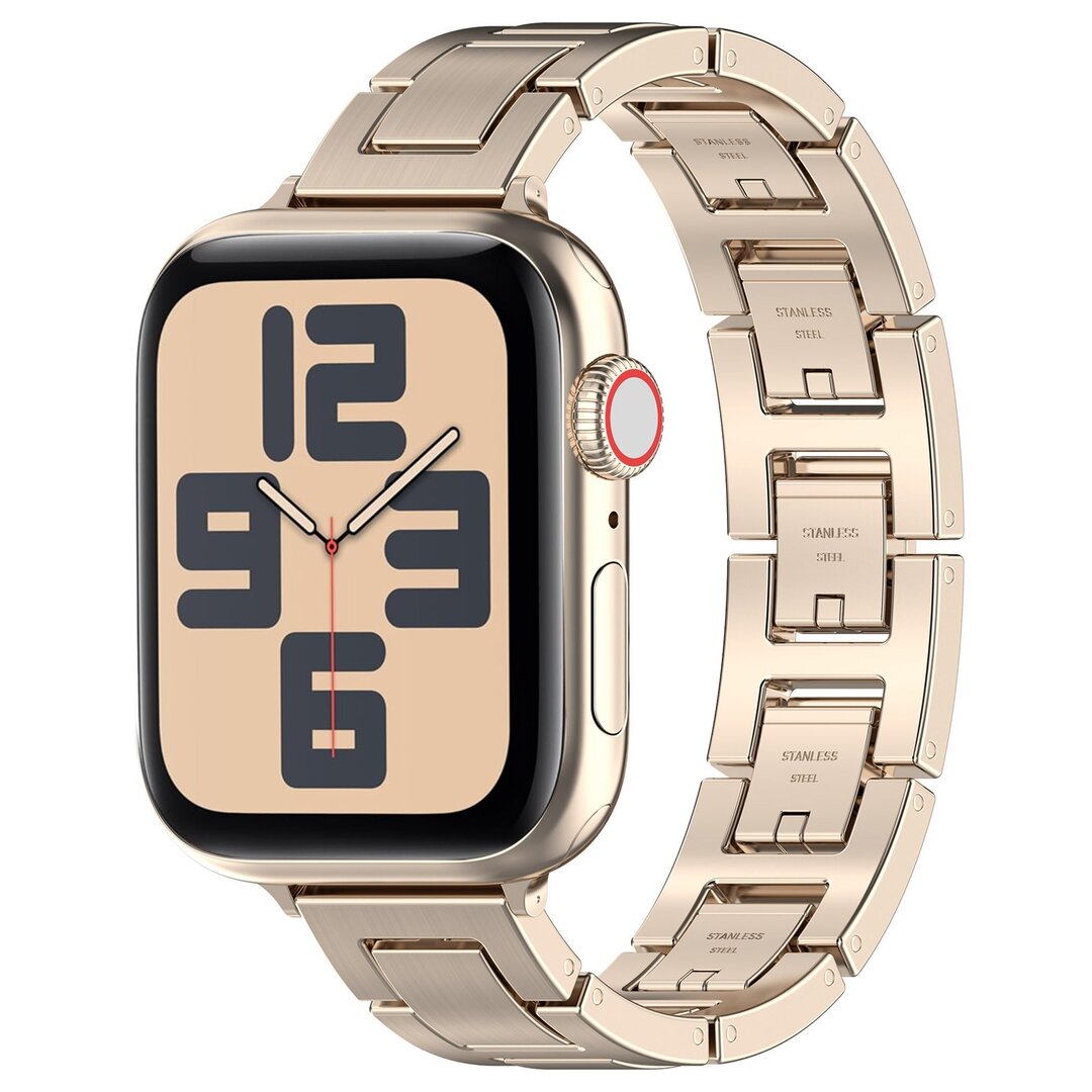 Schlankes Edelstahlband mit Schnellverschluss (small) - Starlight - Geeignet f&uuml;r Apple Watch 44mm / 45mm / 46mm / 49mm
