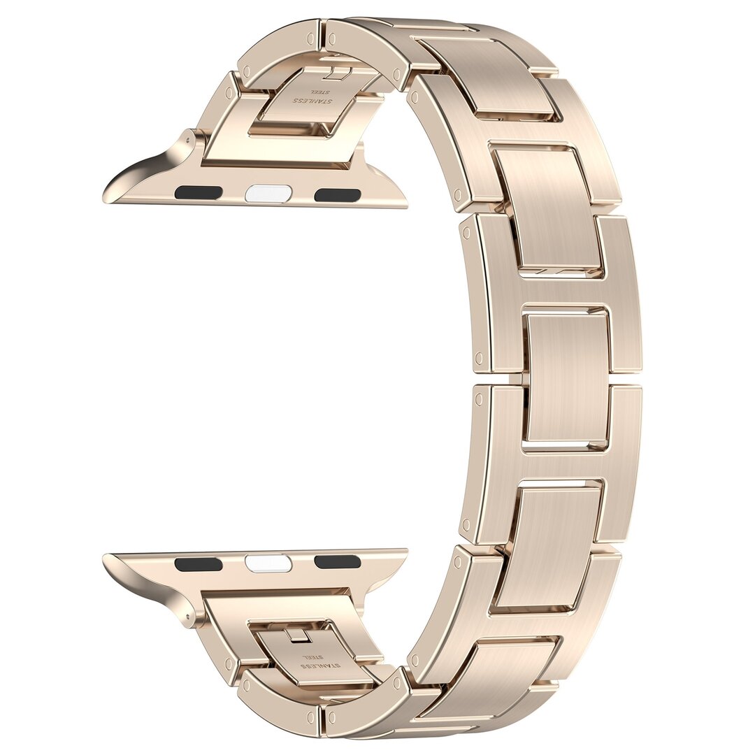 Schlankes Edelstahlband mit Schnellverschluss (small) - Starlight - Geeignet f&uuml;r Apple Watch 44mm / 45mm / 46mm / 49mm