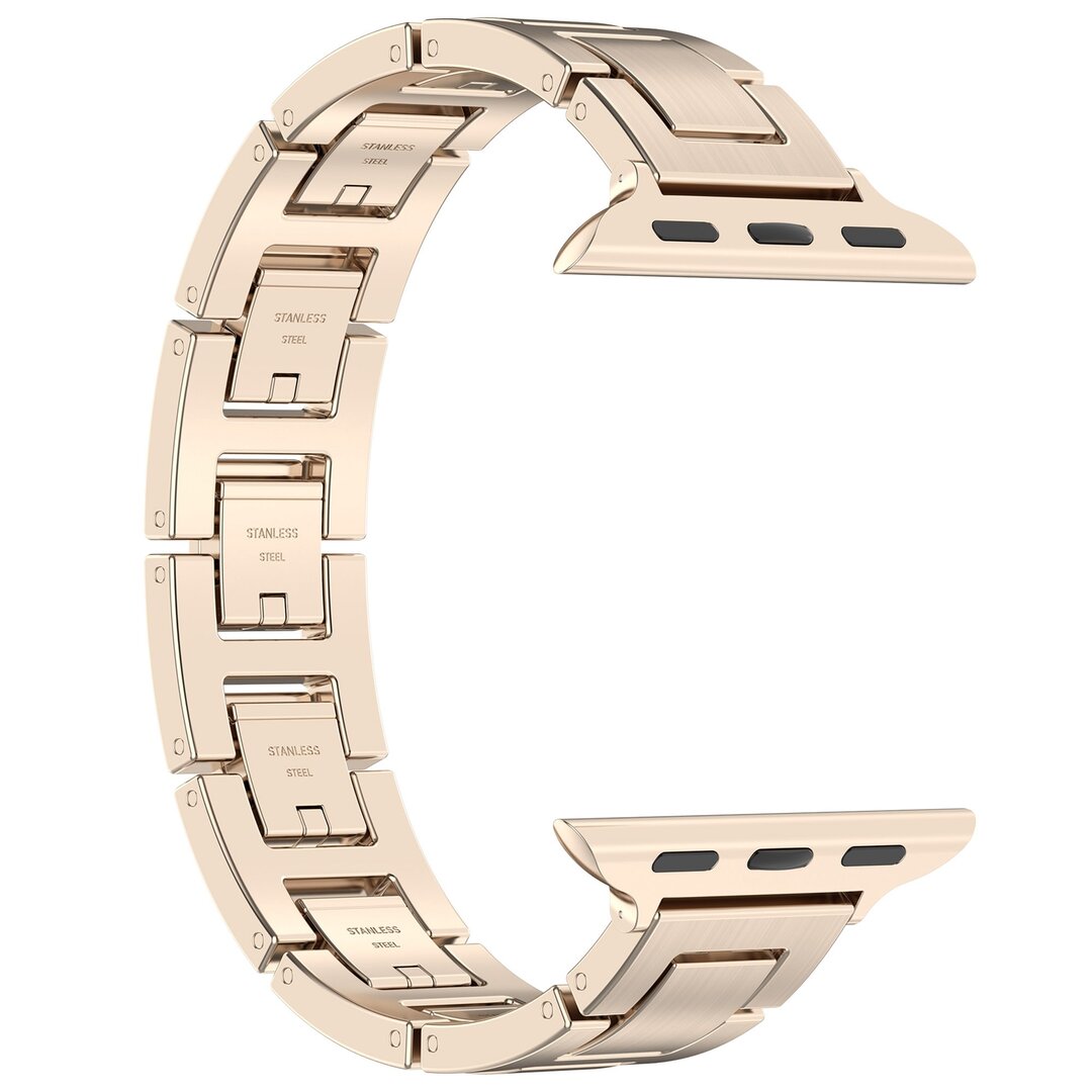 Schlankes Edelstahlband mit Schnellverschluss (small) - Starlight - Geeignet f&uuml;r Apple Watch 38mm / 40mm / 41mm / 42mm